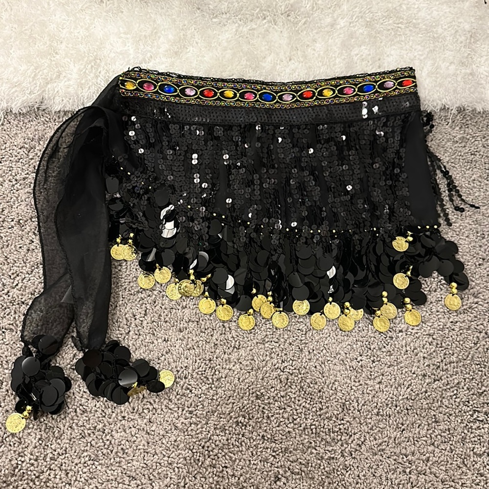 Sequin tie skirt
